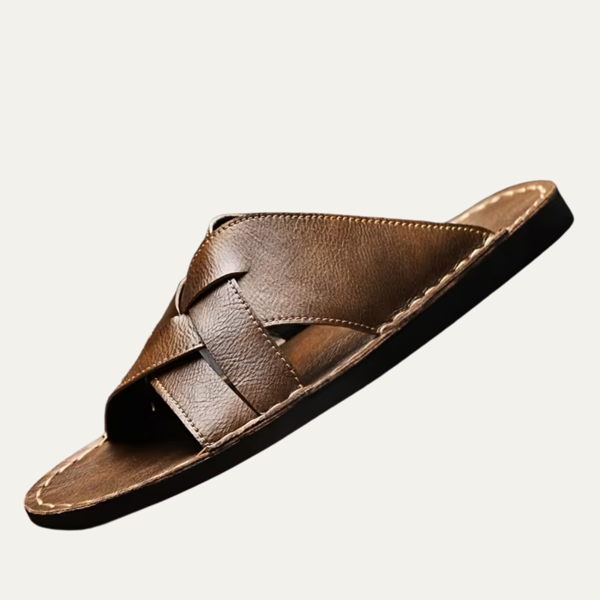 The Ravello Men’s Casual Leather Look Slip On Slide Sandals