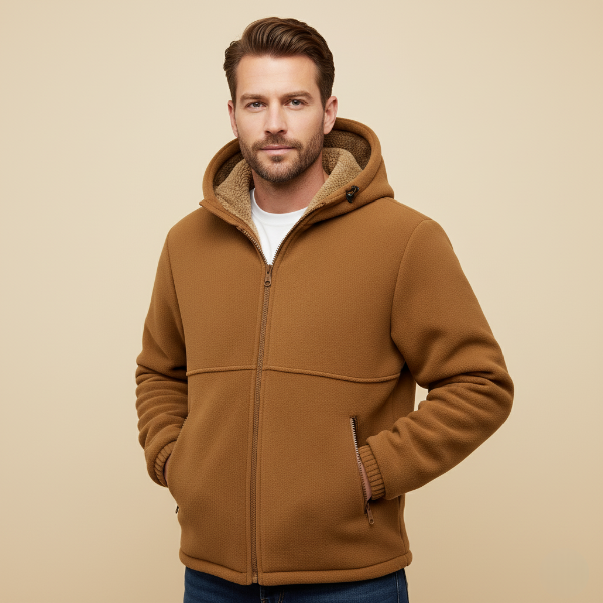 Hearthstone Men's Cozy Fleece-Lined Hooded Jacket