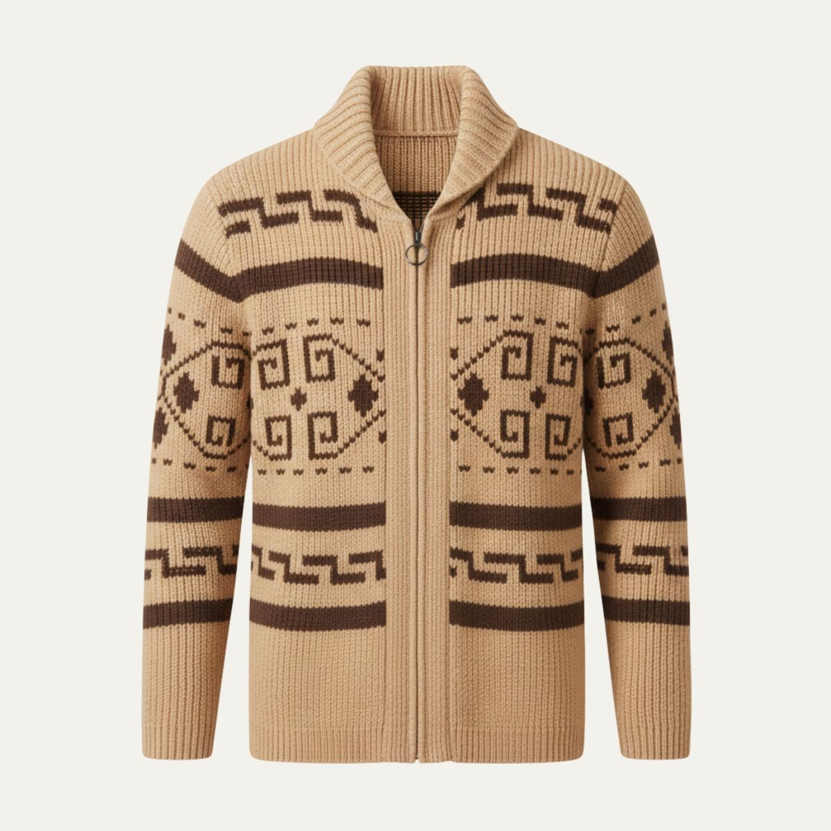 Orvieto Men's Vintage Thick Knit Cardigan with Shawl Collar for Winter