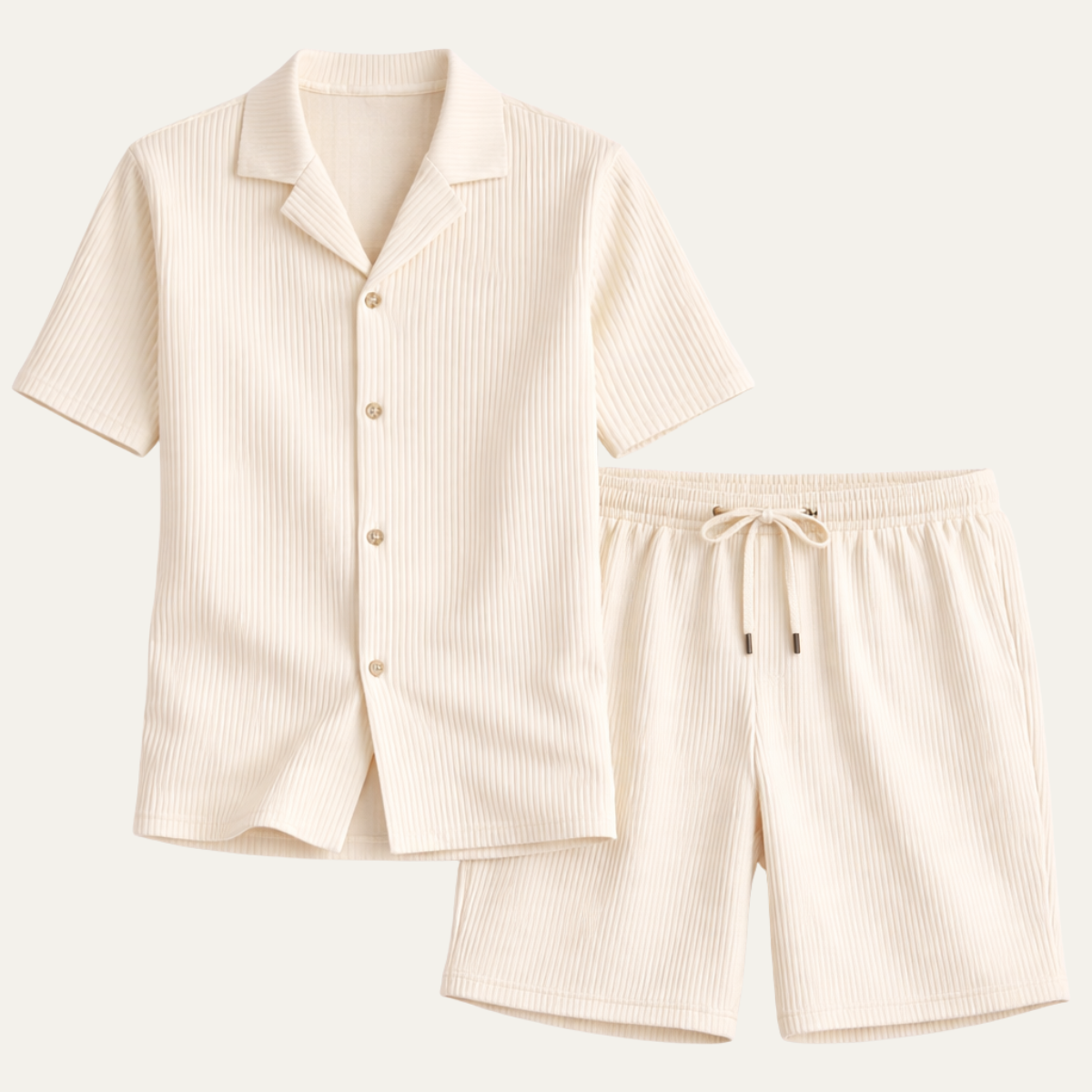 The Bolzano Men’s Shirt and Shorts Set – Casual Textured Two Piece Outfit