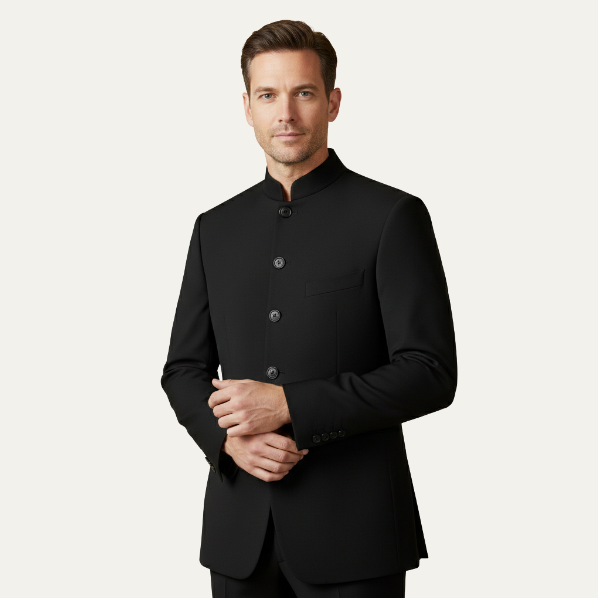 The Monaco Men’s Stand Collar Slim Fit Business Blazer