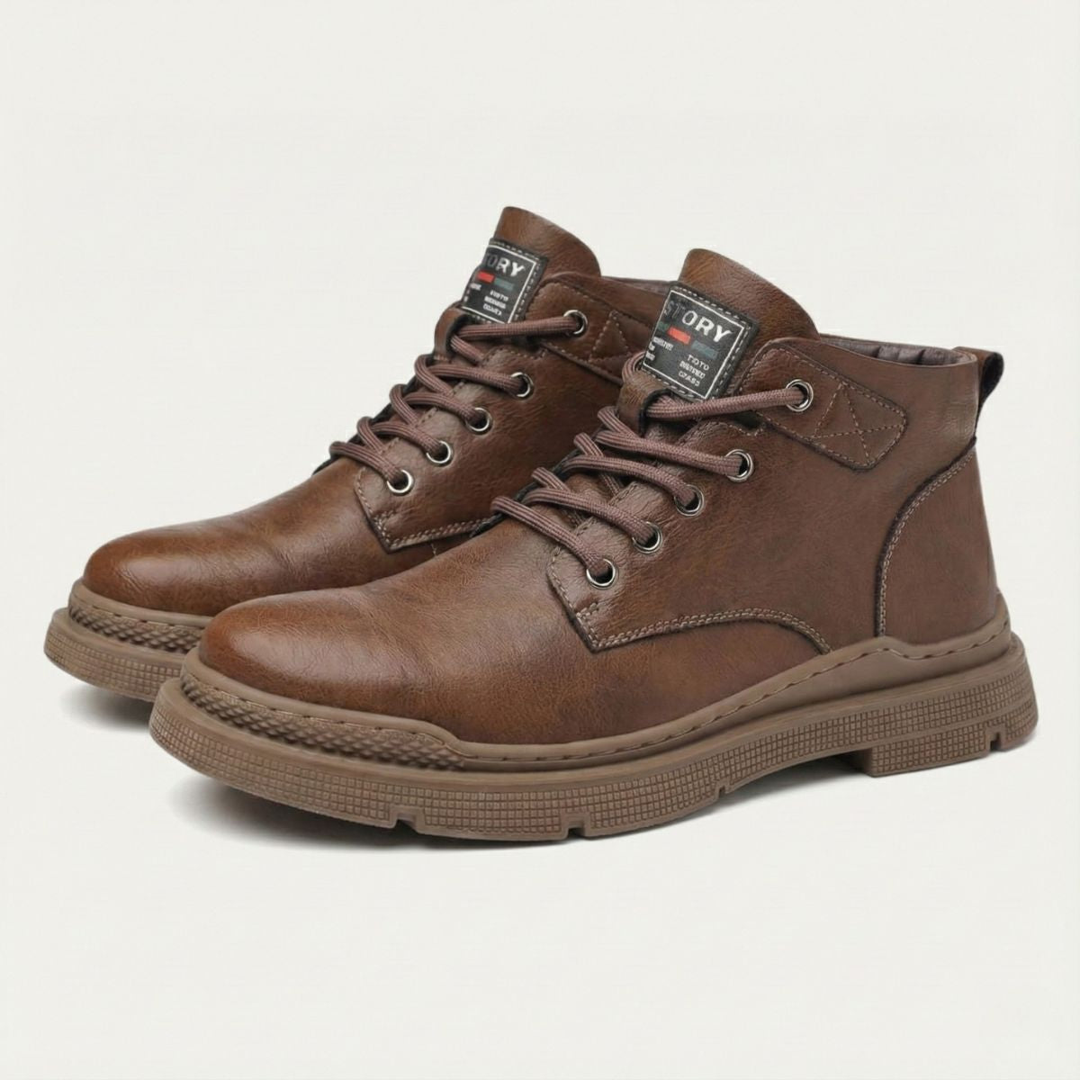 Silverfield Men's Classic Leather Lace-Up Ankle Snow Boots