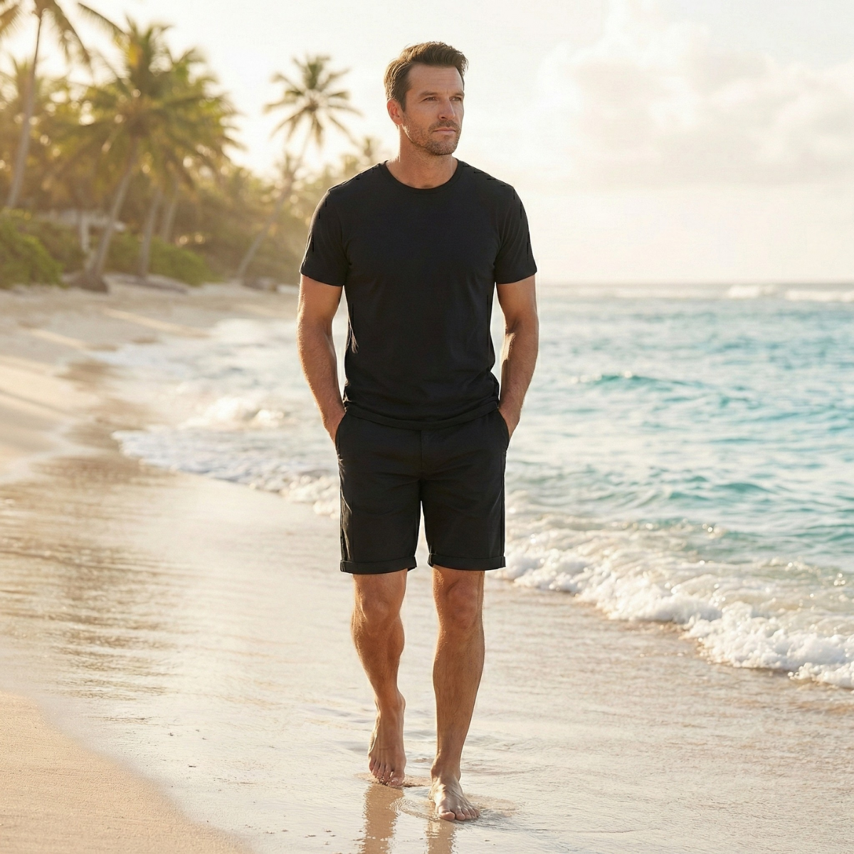 Men’s Summer Chino Shorts – Cotton Stretch Trendy Beach Shorts