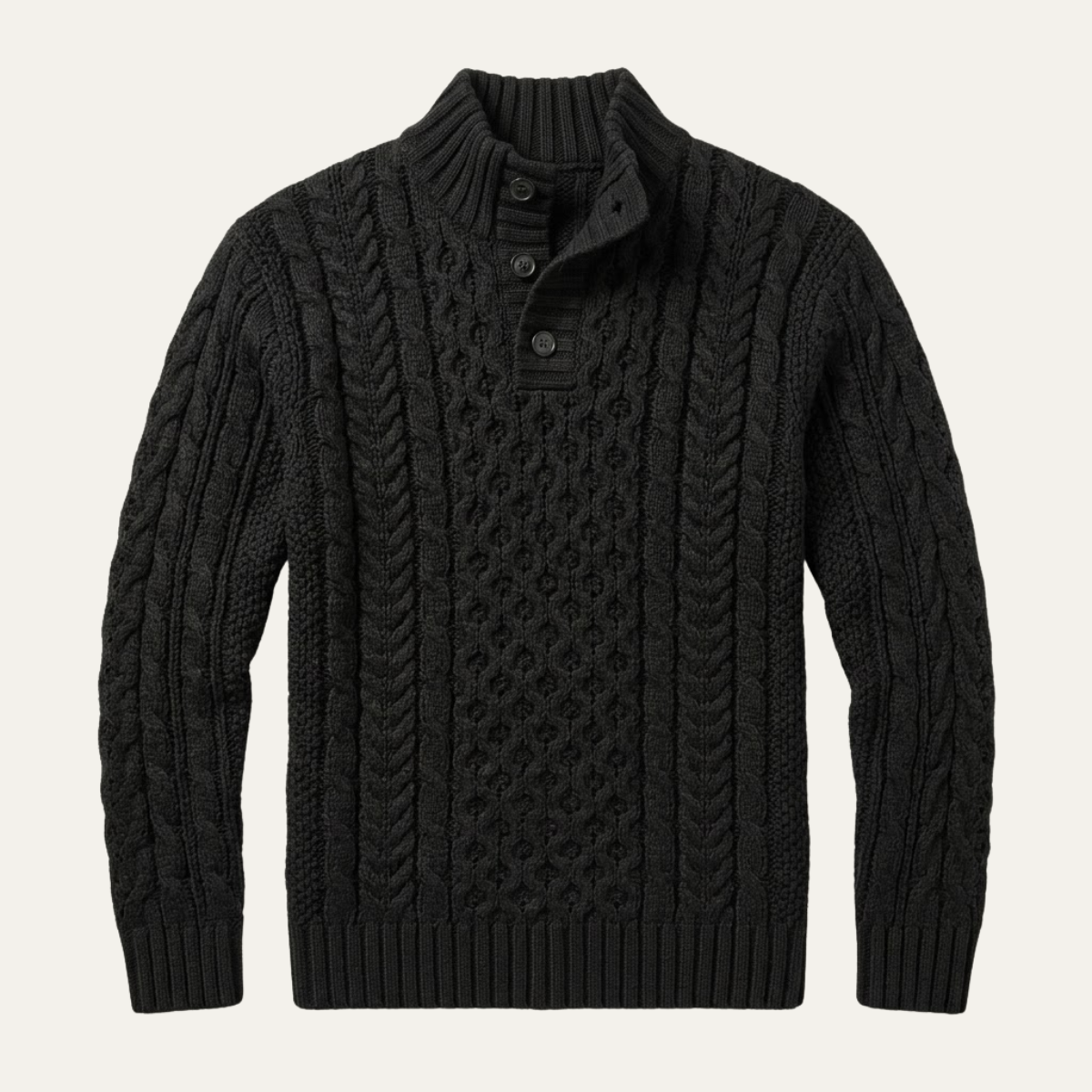 Brighton Men's Cable Knit Sweater with Chunky Button Neck