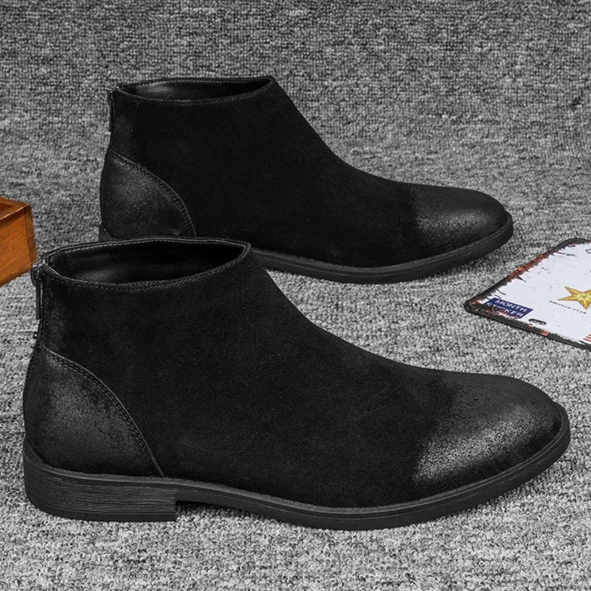 The Vicenza Men’s Zip Up Suede Leather Ankle Boots