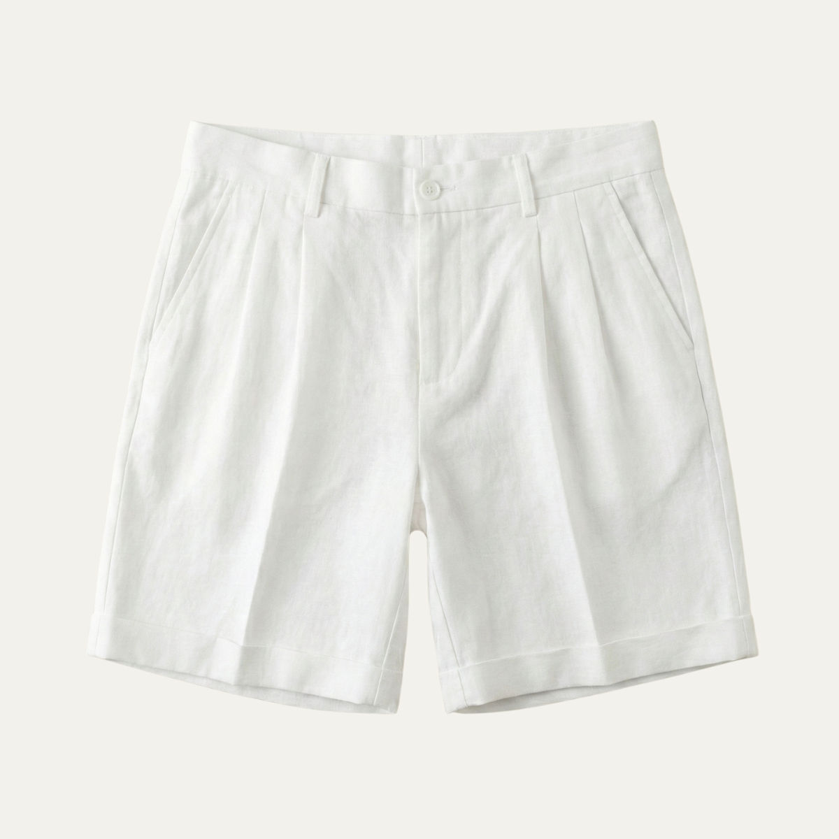 Men’s Linen Casual Shorts – Lightweight Summer Folded Hem Outdoor Shorts