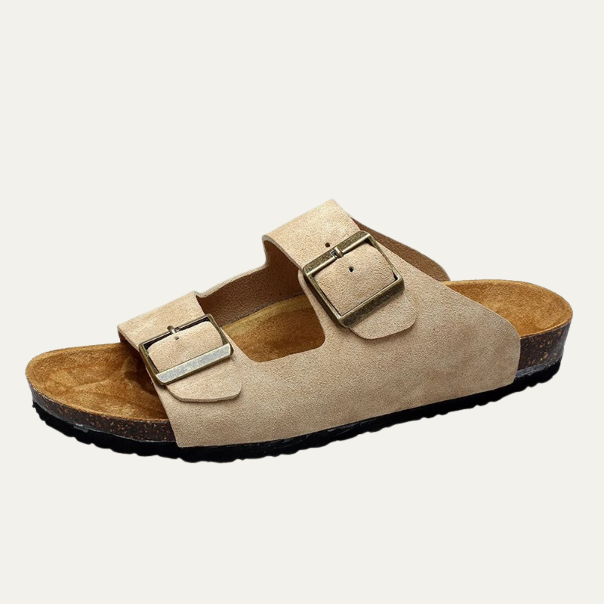 The Verbania Men’s Double Buckle Suede Slide Sandals