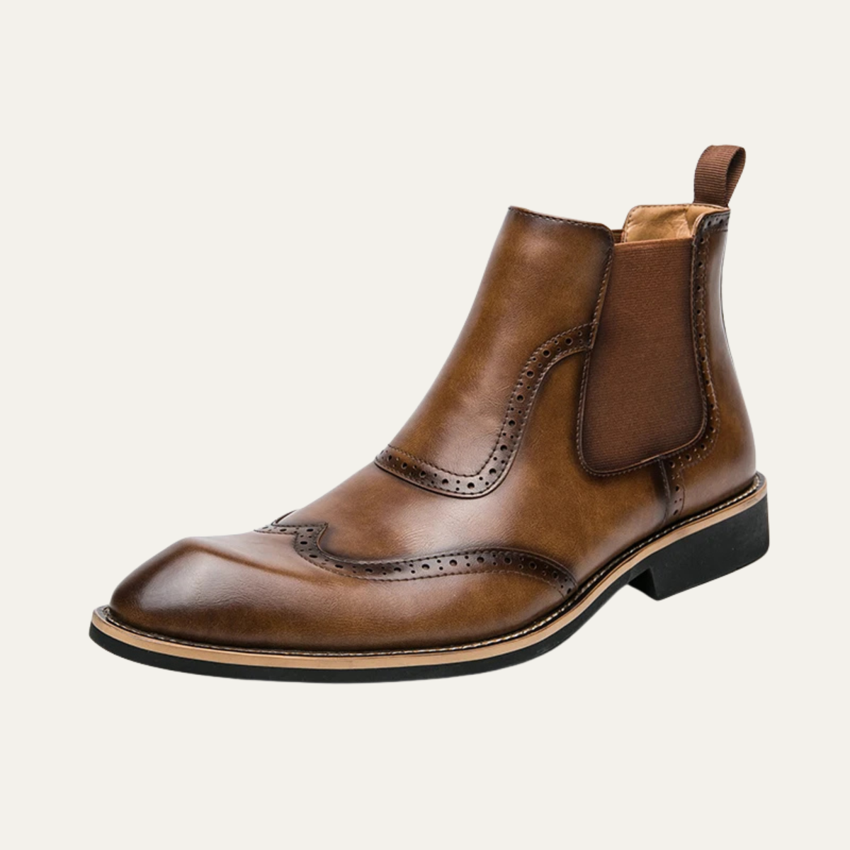 The Gravedona Men’s Leather Brogue Chelsea Dress Boots