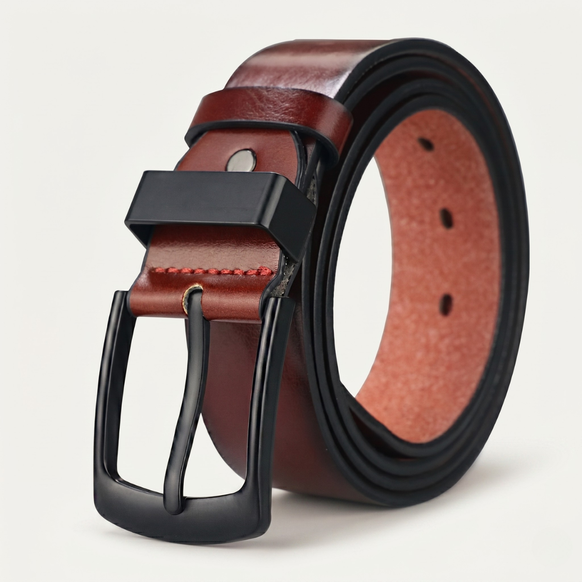 Men’s Leather Belt with Black Pin Buckle