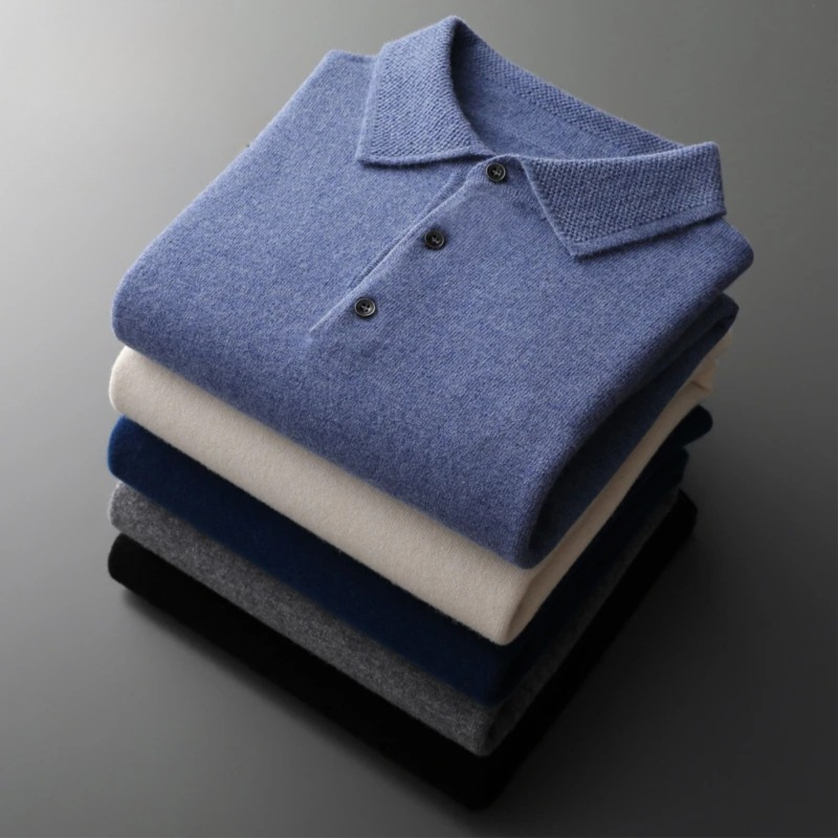 The Kendal Men's Knitted Polo Jumper in Wool Blend