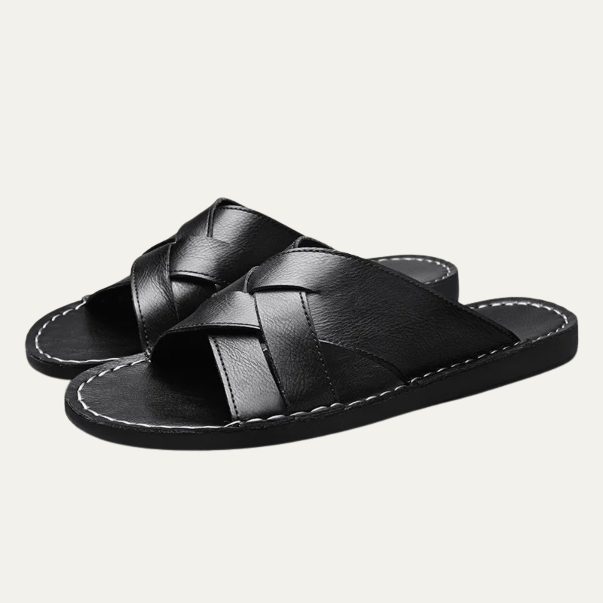 The Cortona Men’s Open Toe Casual Leather Slide Sandals