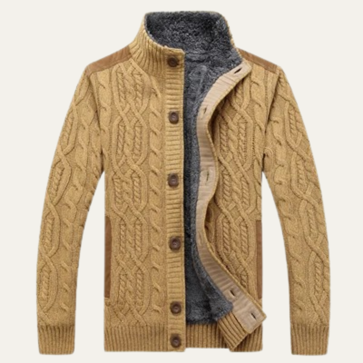Maplewood Men's Fleece-Lined Wool Cardigan for Winter