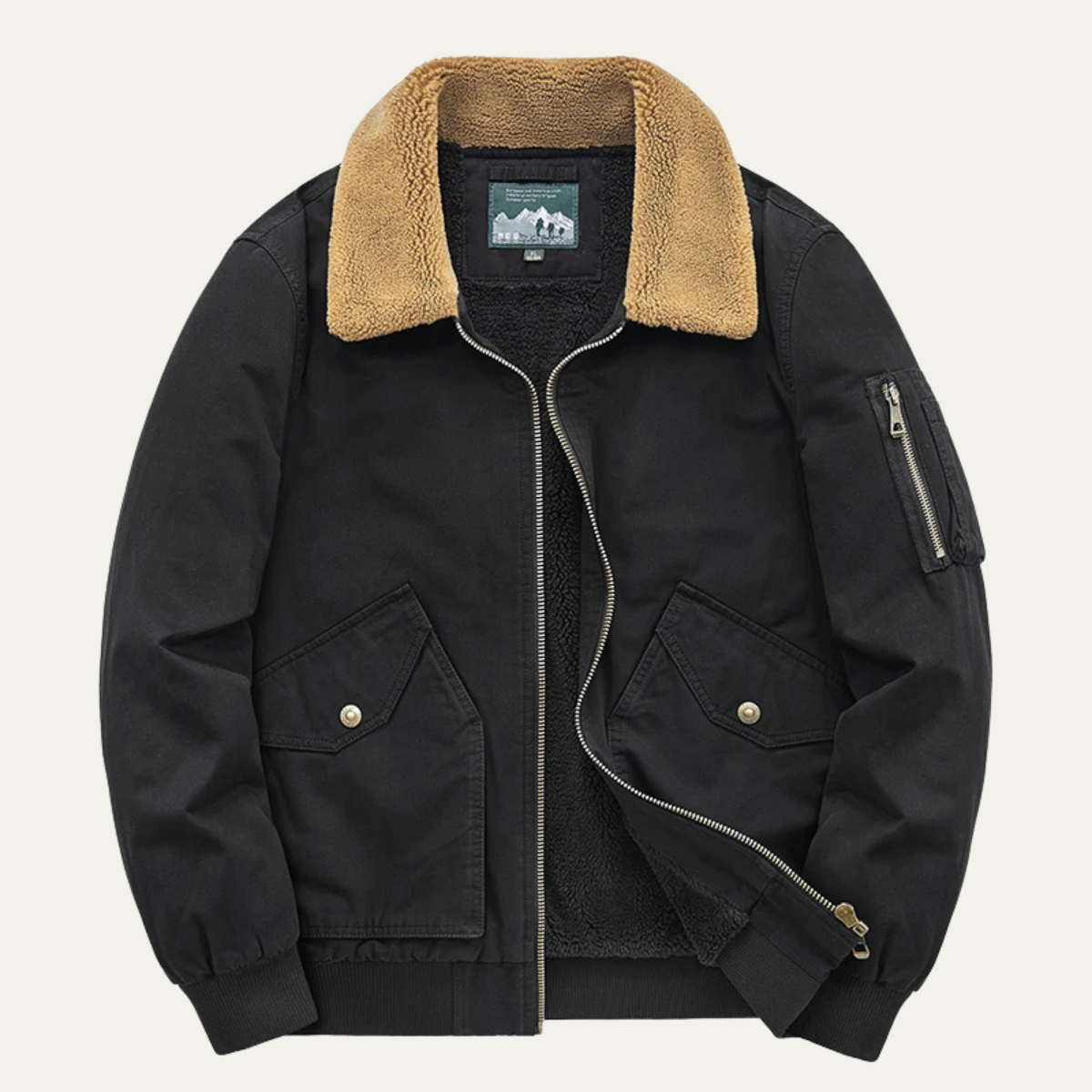 Faircrest Men's Cozy Sherpa-Lined Bomber Jacket