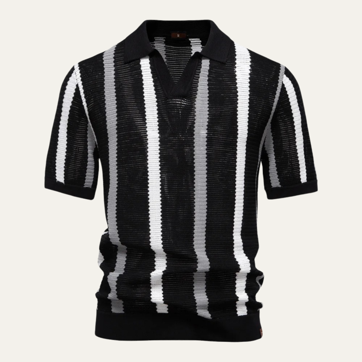 The Gubbio Men's Casual Striped Ribbed Knit Polo Shirt