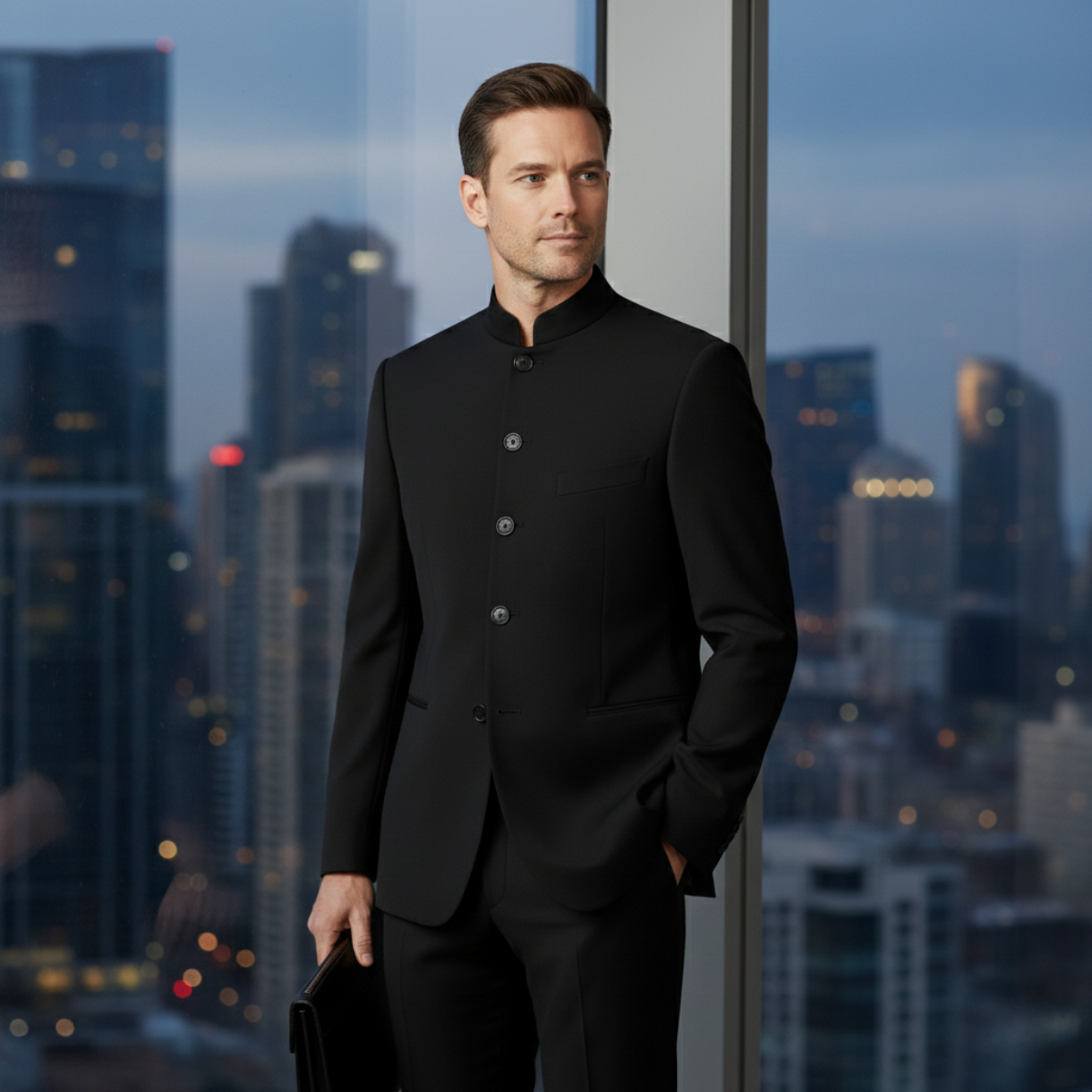 The Monaco Men’s Stand Collar Slim Fit Business Blazer