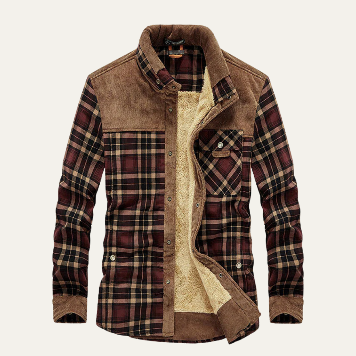 Men’s Fleece Lined Corduroy Plaid Jacket