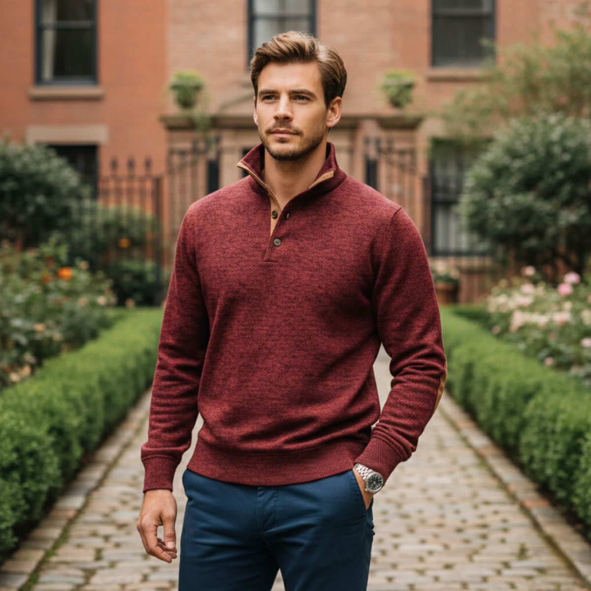 Tarvisio Men's Heritage Knitted Sweater with Elbow Patches