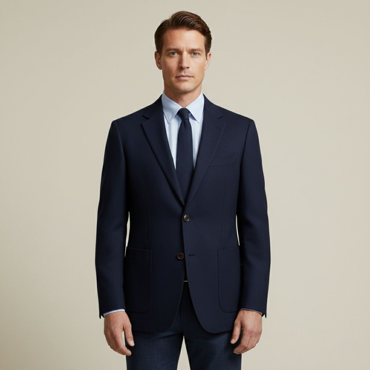 Gravedona Men's Herringbone Wool Tweed Blazer Jacket - Single Breasted Office Style