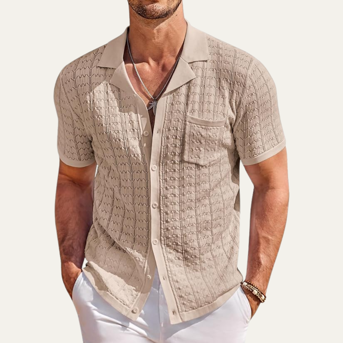 The Milano Men’s Casual Summer Knit Button Down Shirt