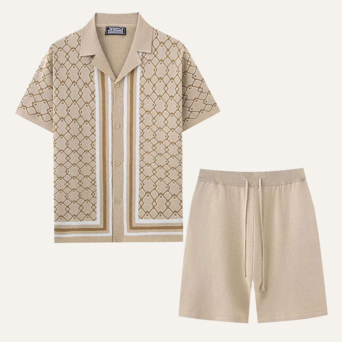 The Burford Men’s Cuban Collar Knitted Shirt & Shorts Summer Set