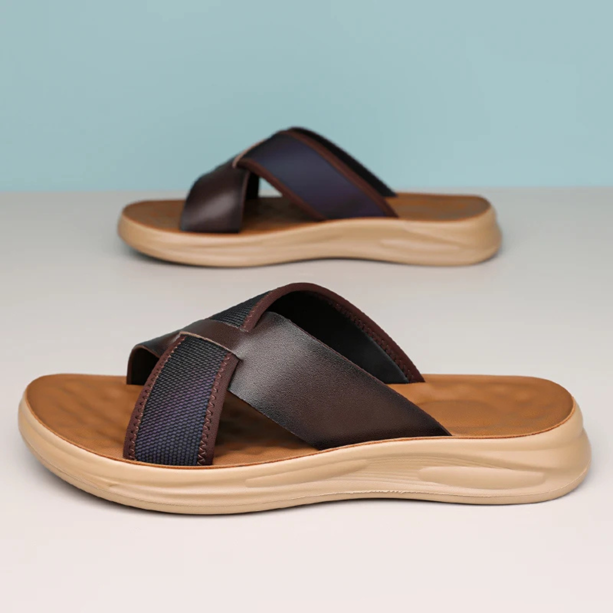The Perugia Men’s Casual Cross Strap Summer Slide Sandals