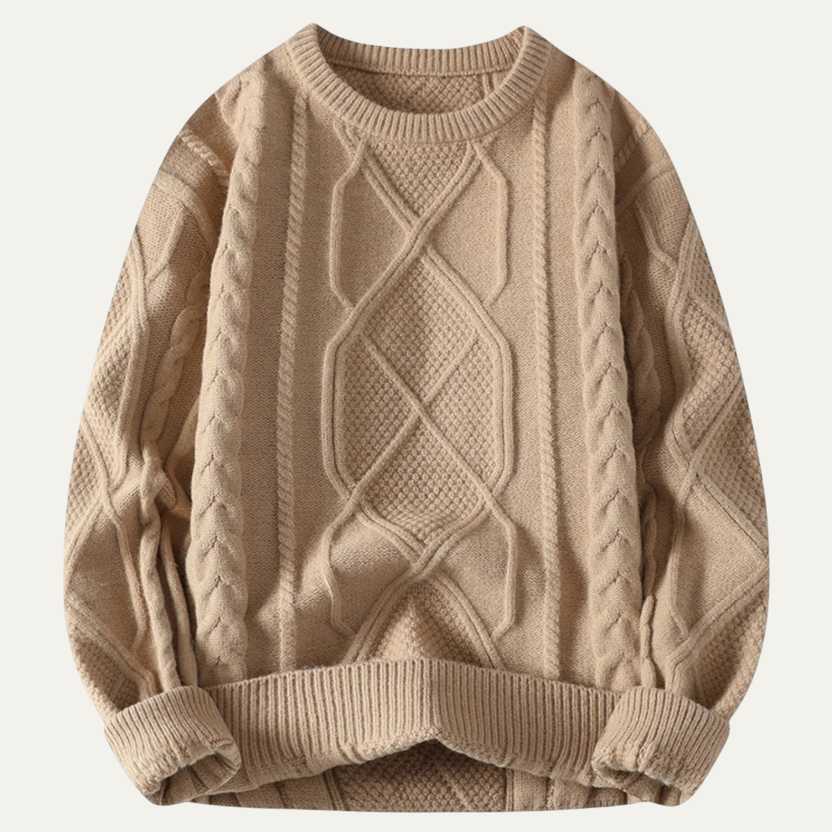 Men’s Warm Chunky Fisherman Cable Knit Winter Jumper