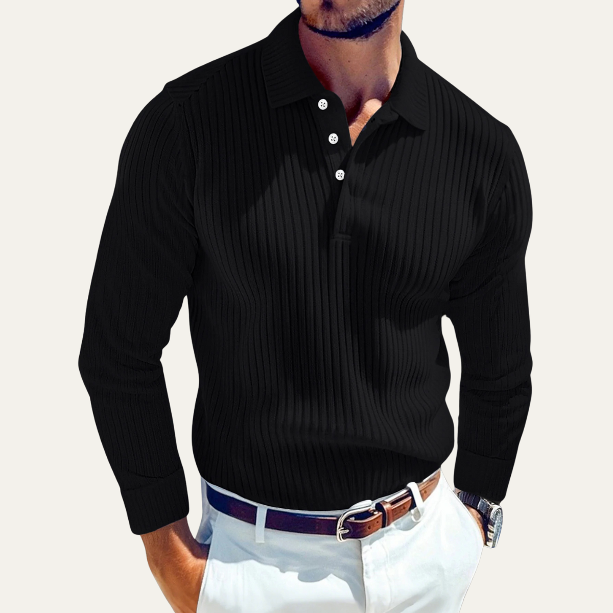 The Siena Men’s Retro Ribbed Collared Polo Shirt