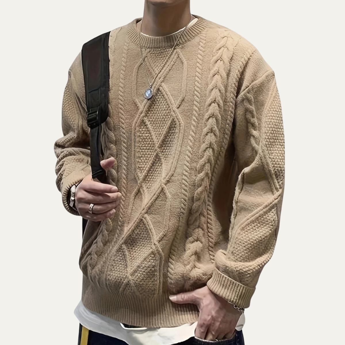 Men’s Warm Chunky Fisherman Cable Knit Winter Jumper
