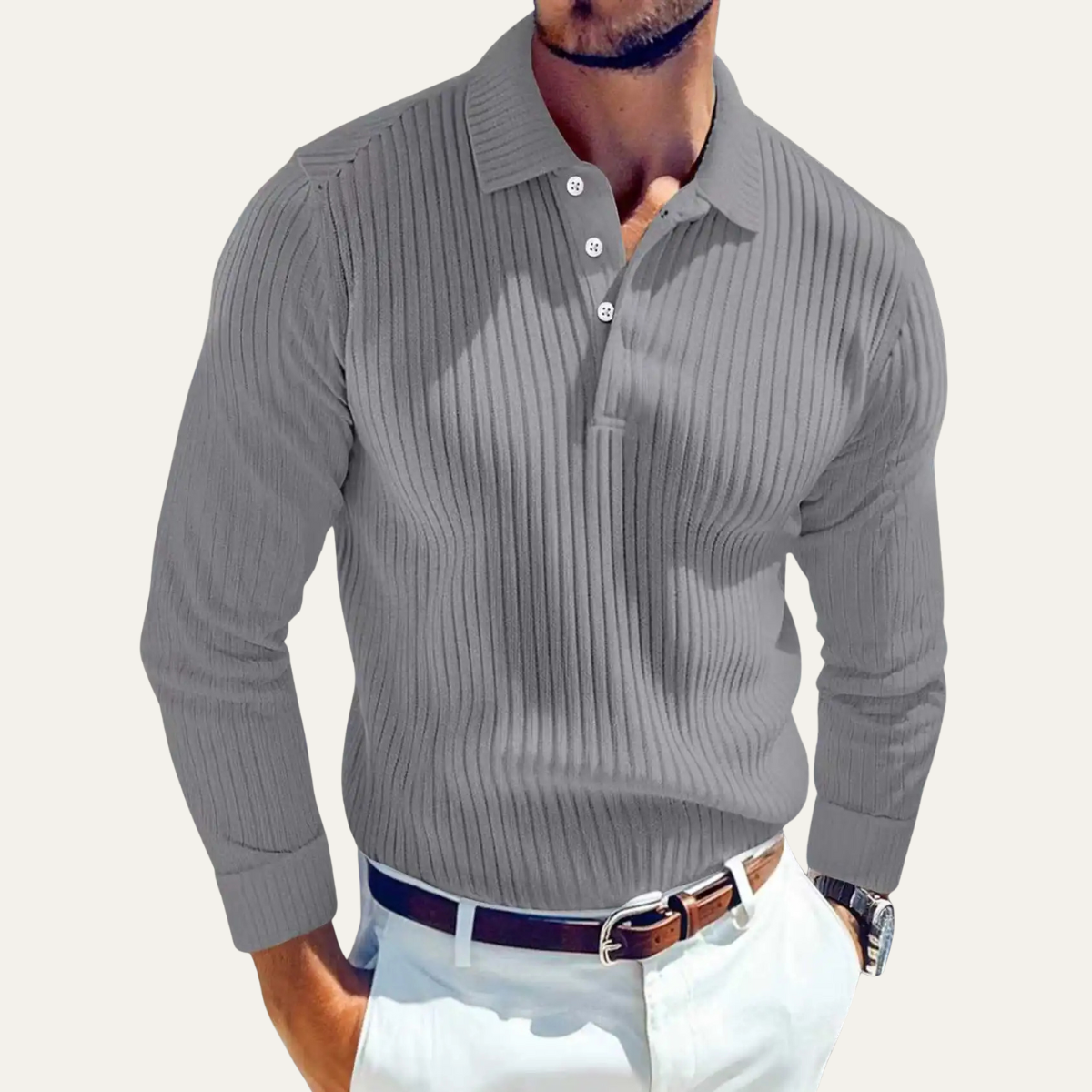 The Siena Men’s Retro Ribbed Collared Polo Shirt