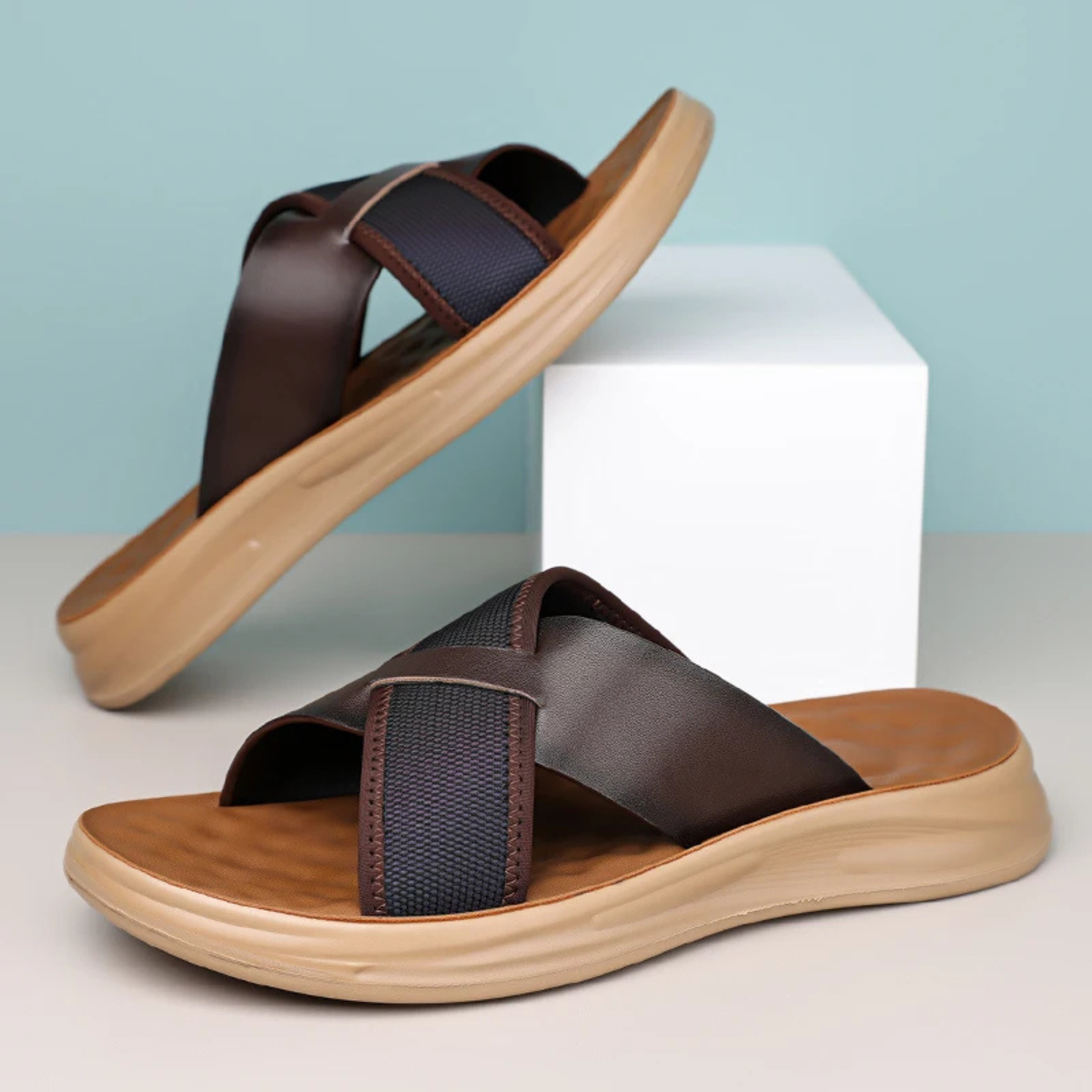 The Perugia Men’s Casual Cross Strap Summer Slide Sandals