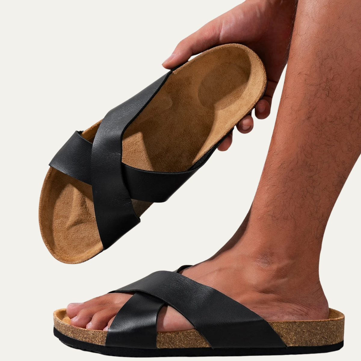 Men’s Cross Strap Slide Sandals