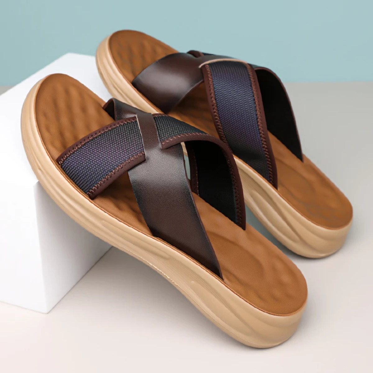 The Perugia Men’s Casual Cross Strap Summer Slide Sandals