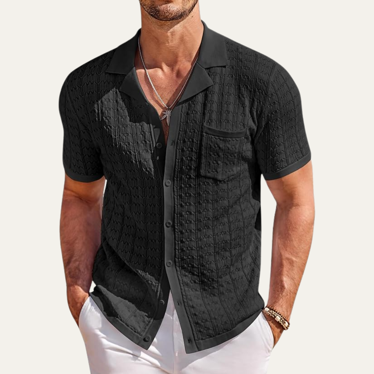The Milano Men’s Casual Summer Knit Button Down Shirt