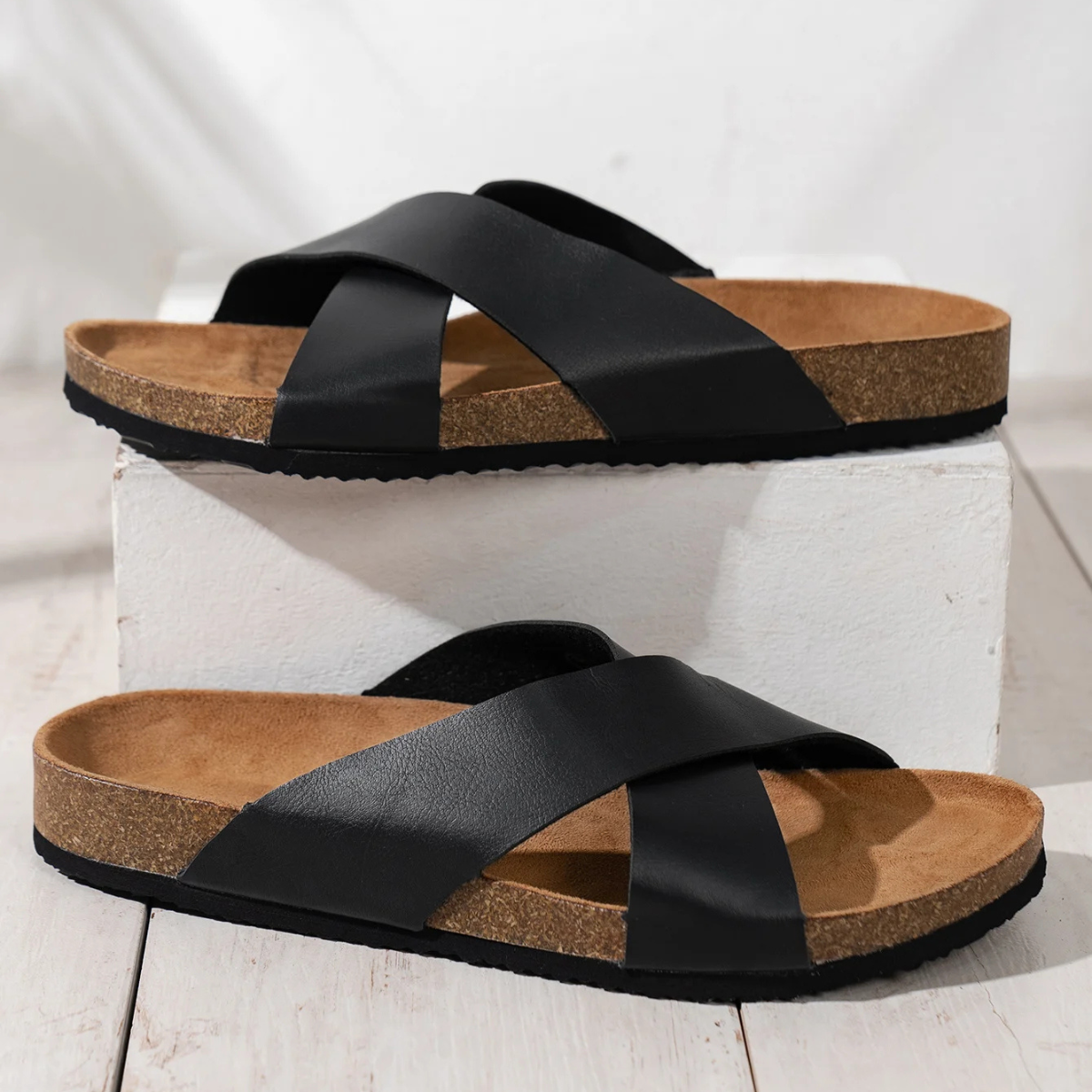 Men’s Cross Strap Slide Sandals