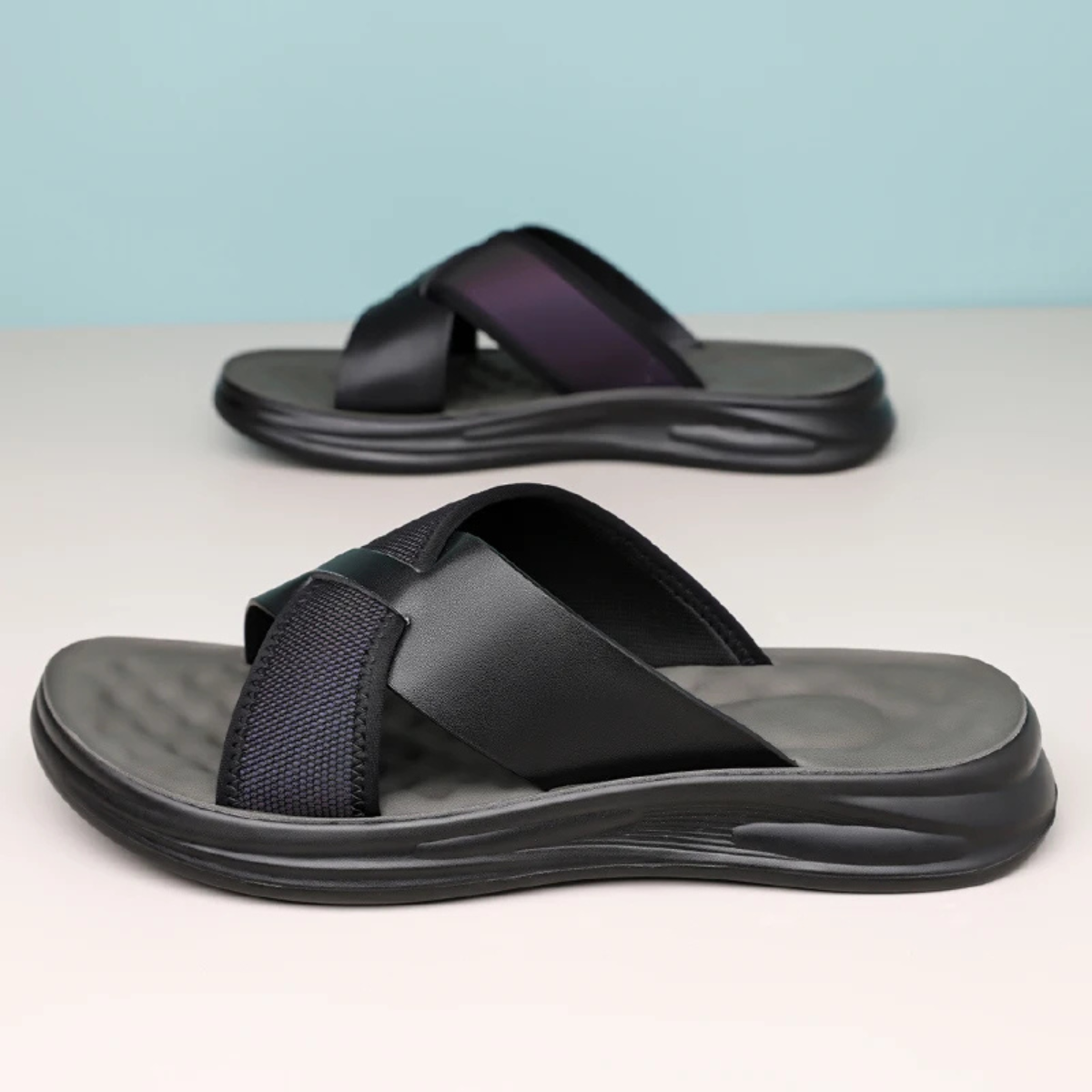 The Perugia Men’s Casual Cross Strap Summer Slide Sandals