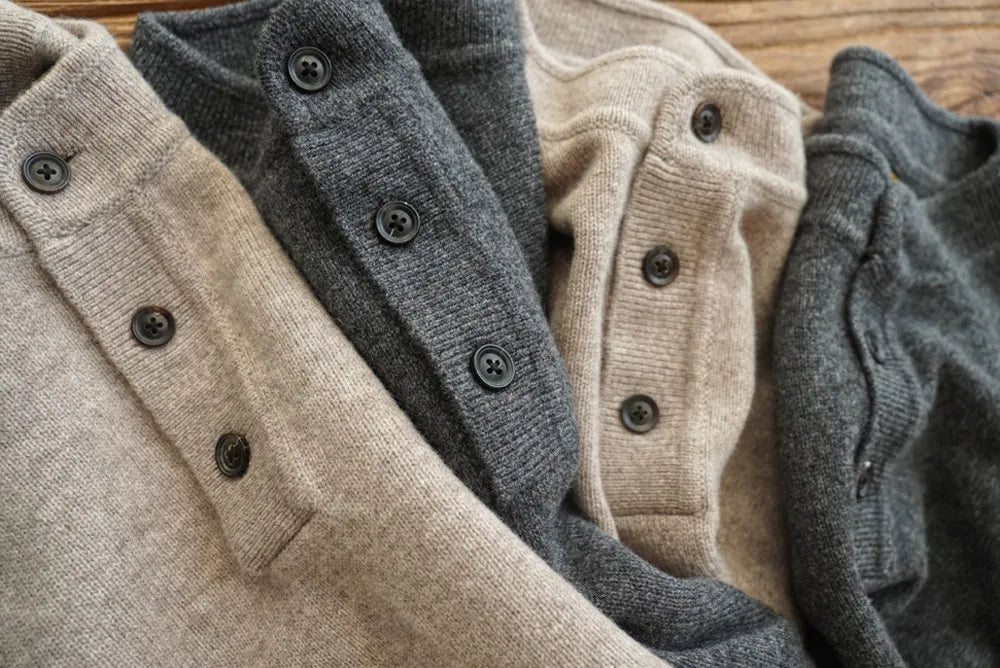 The Masham Men's Henley Knit Jumper with Button Neck