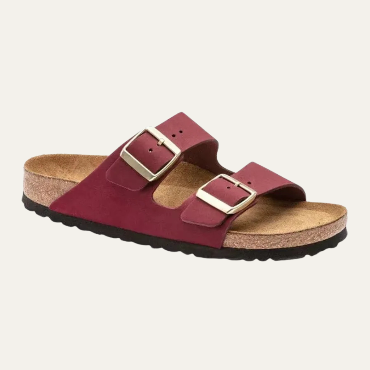 Men's Casual Leather Slippers with Adjustable Buckles