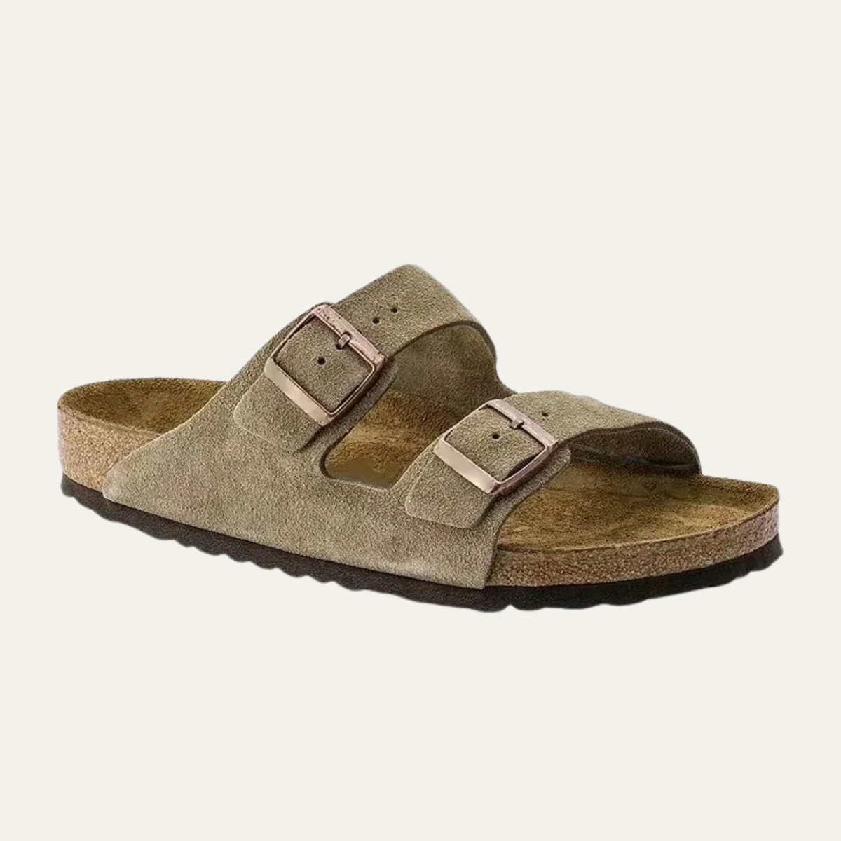 Men's Casual Leather Slippers with Adjustable Buckles