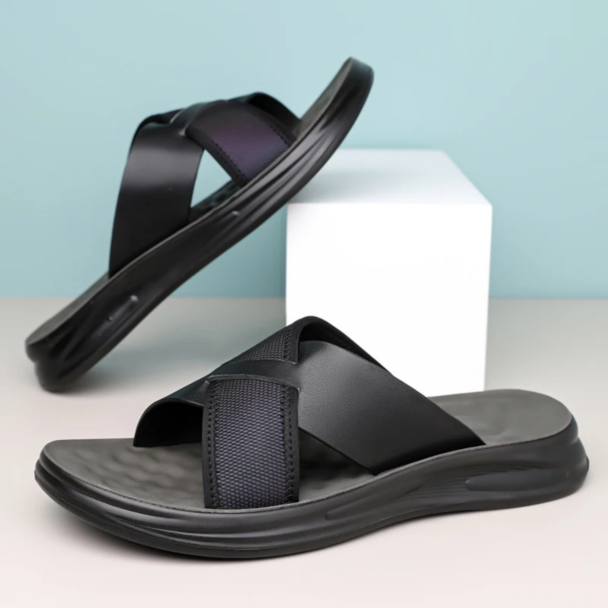 The Perugia Men’s Casual Cross Strap Summer Slide Sandals