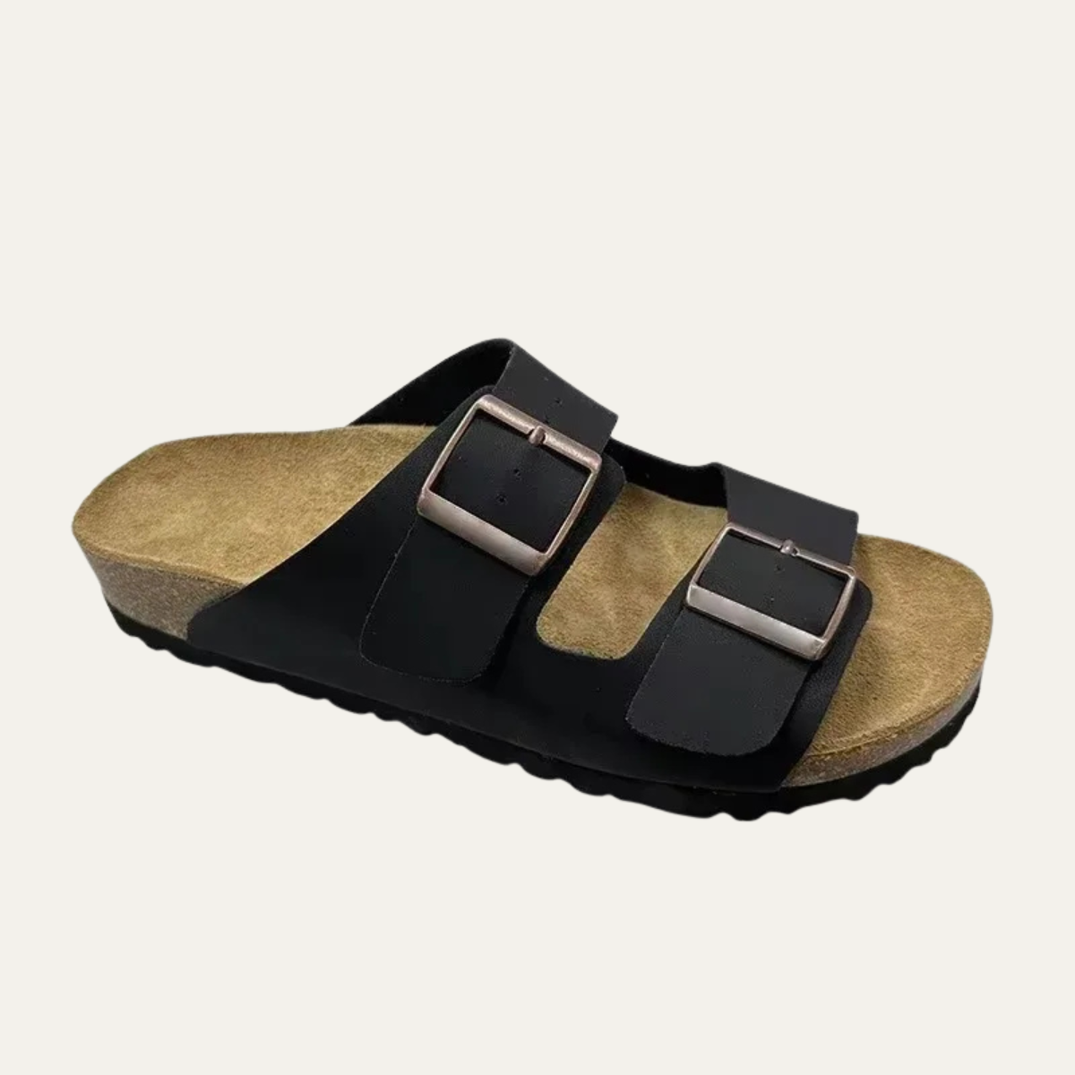 Men's Elegant Leather Slippers with Adjustable Buckles