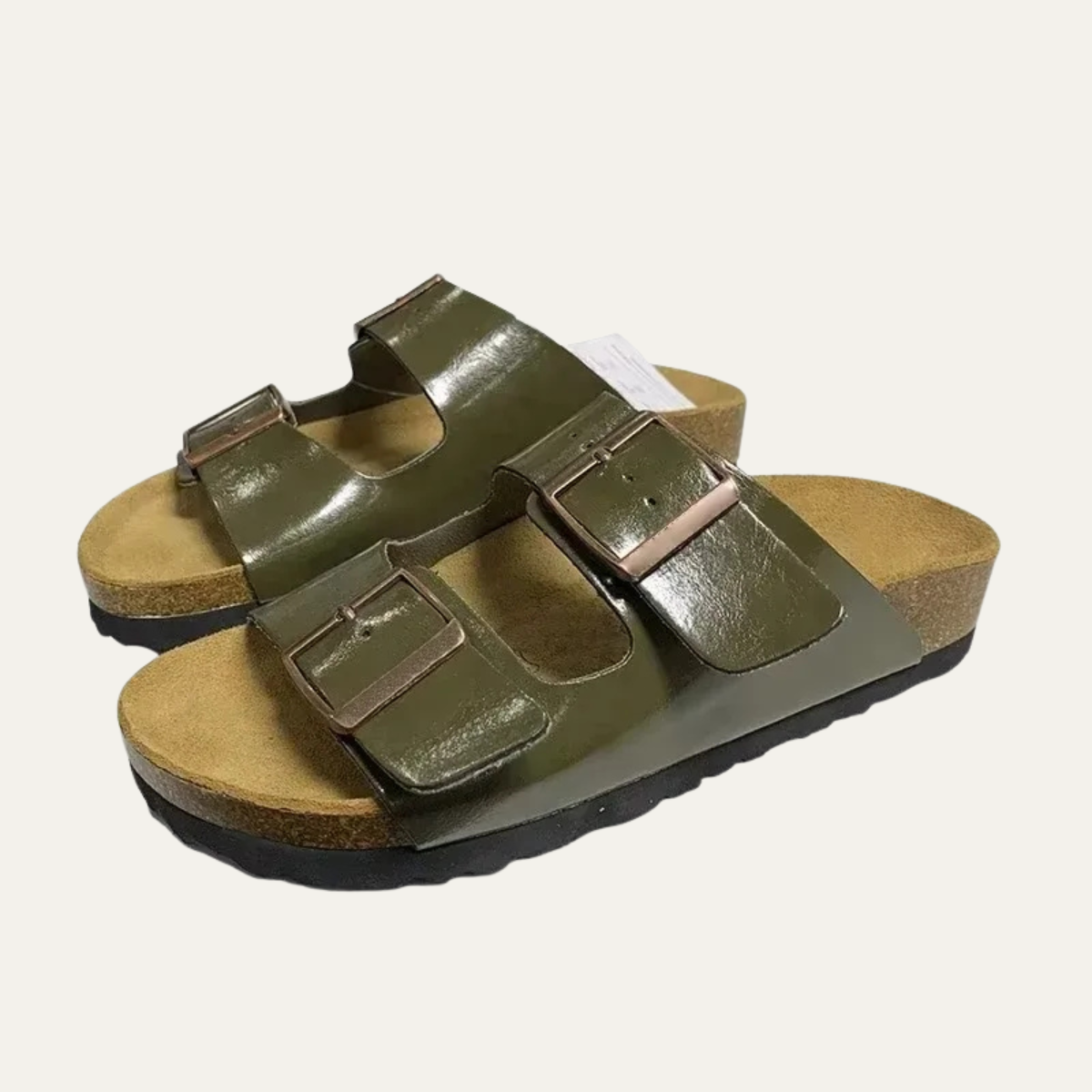 Men's Elegant Leather Slippers with Adjustable Buckles