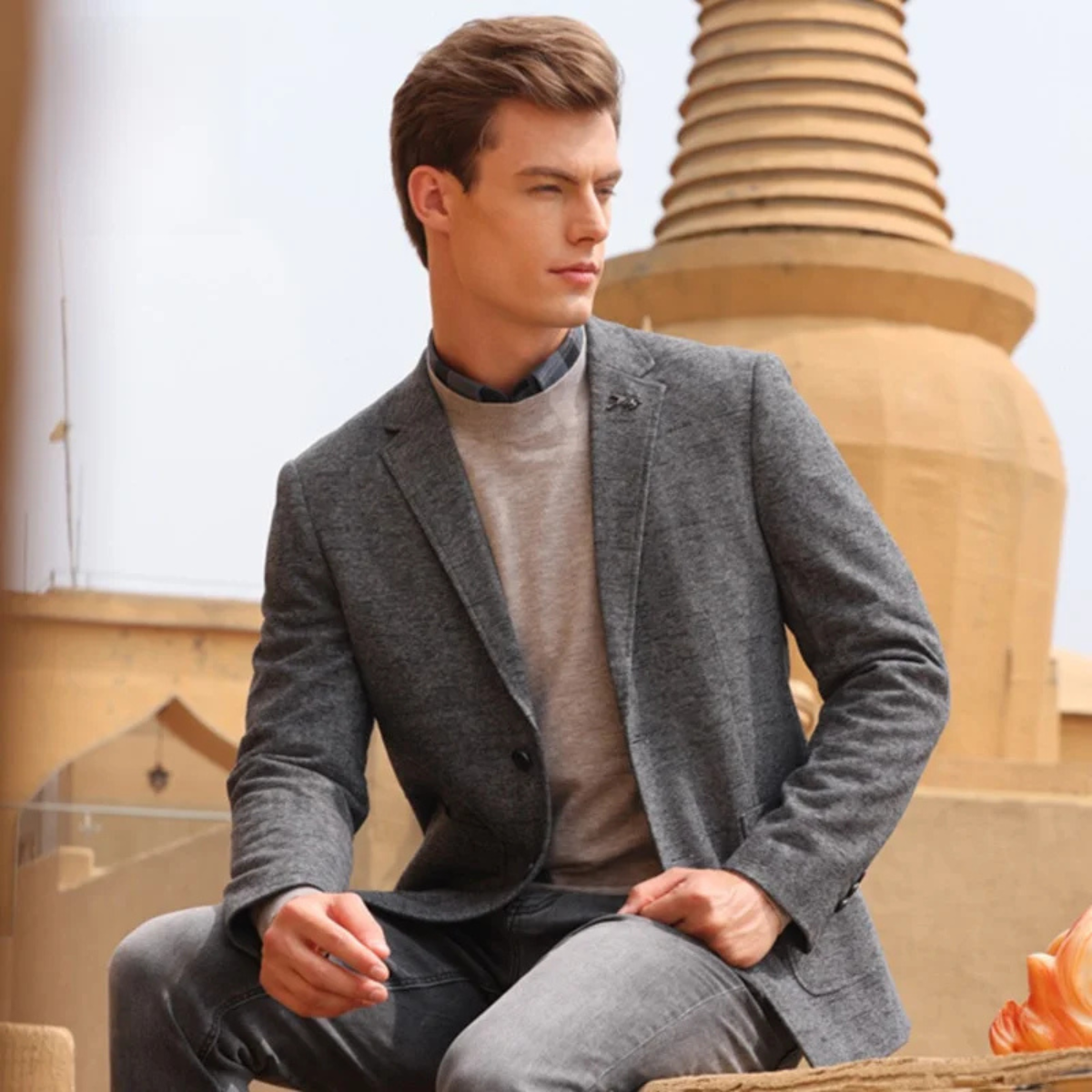 The Trentino Men’s Classic Grey Business Blazer