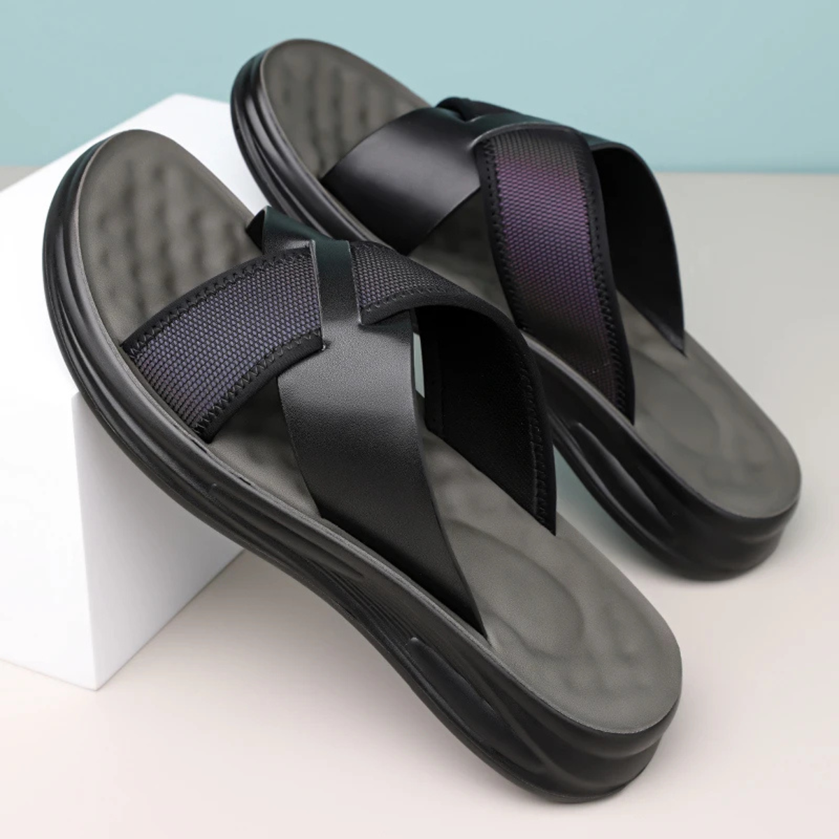 The Perugia Men’s Casual Cross Strap Summer Slide Sandals
