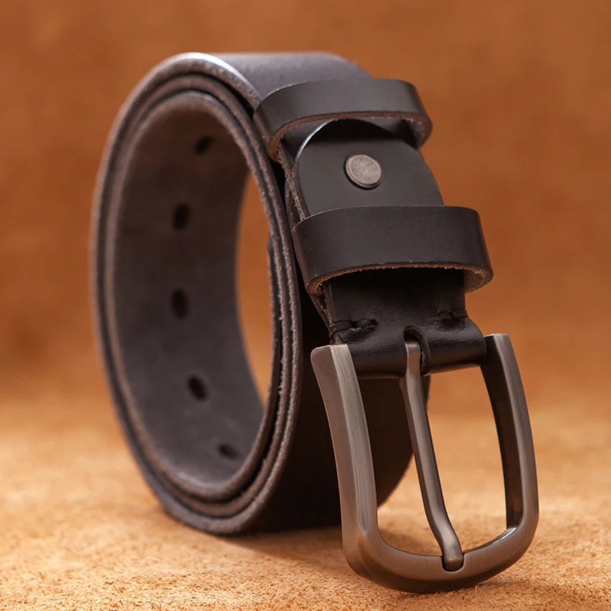 Men’s Genuine Cowhide Leather Belt with Metal Buckle