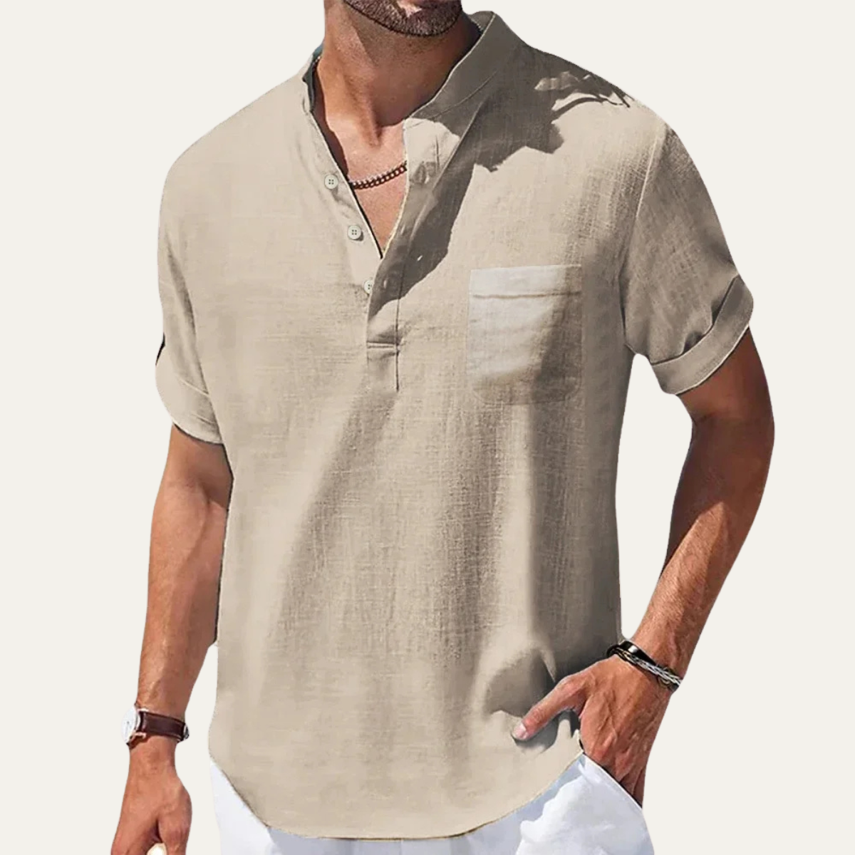 The Bracciano Men’s Breathable Lightweight Henley Linen Shirt