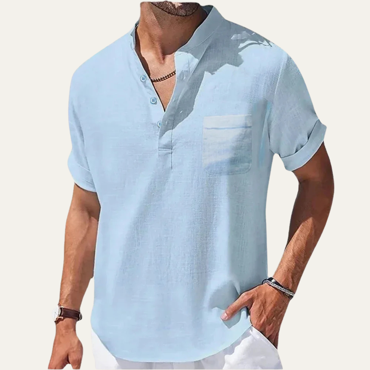 The Bracciano Men’s Breathable Lightweight Henley Linen Shirt