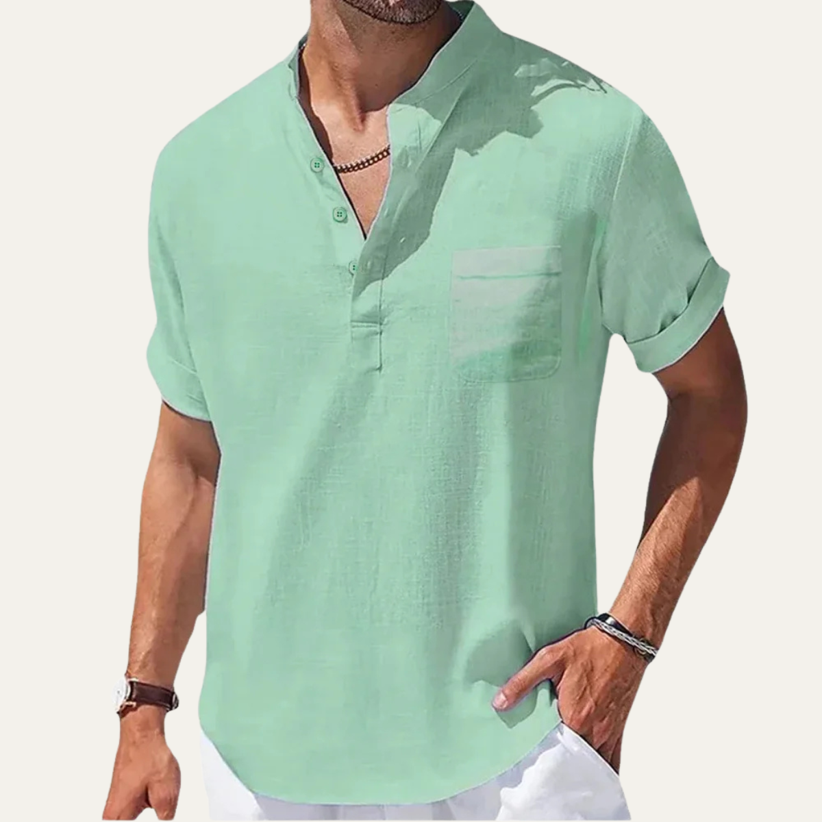 The Bracciano Men’s Breathable Lightweight Henley Linen Shirt