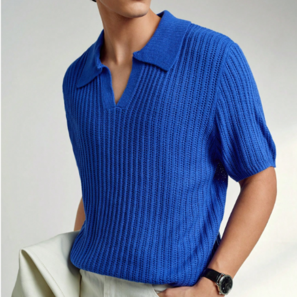 The Darlinghurst Men’s Short Sleeve Knitted Polo Shirt Solid Colour Casual Top