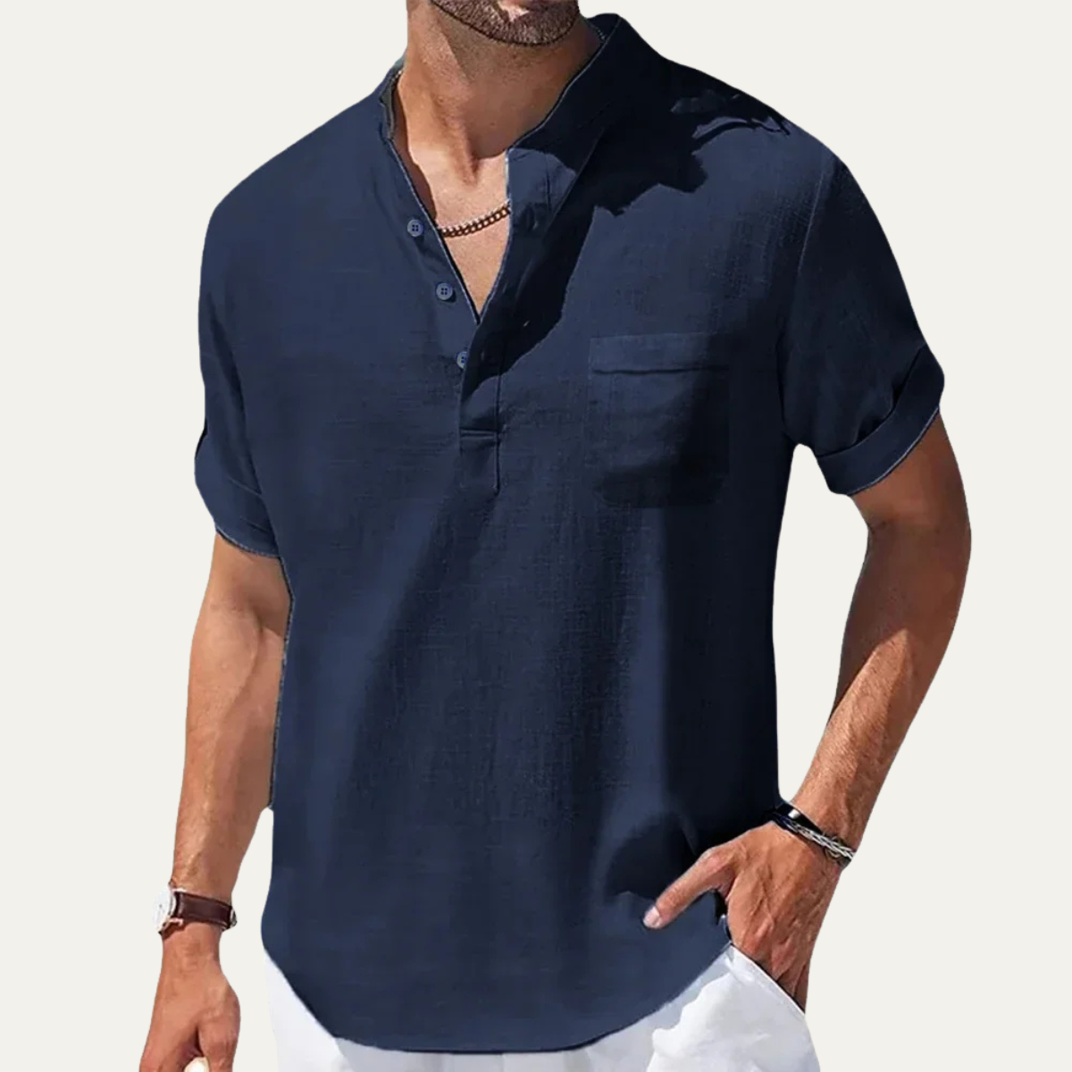 The Bracciano Men’s Breathable Lightweight Henley Linen Shirt