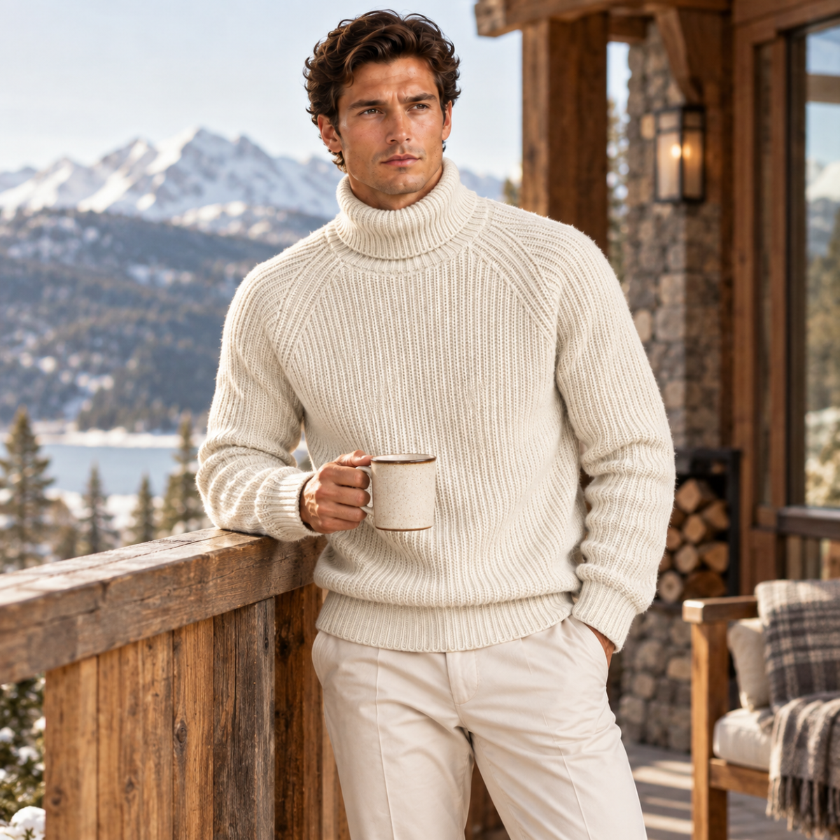 Dundee Men's Cozy Chunky Turtleneck Sweater